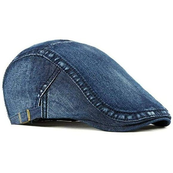 2 Pack Mens Denim Cotton Newsboy Cap Ivy Gatsby Driving Cabbie Hats - Picture 4 of 5